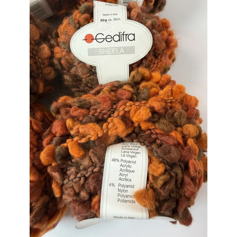 Gedifra Super Bulky Sheela Yarn Lot of 9 Wool-Acrylic-Nylon 50g Harvest Autumn